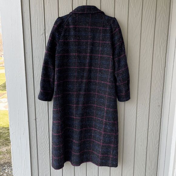 VTG 70s Miss New Yorker Plaid Wool Blend Coat – Hot Pink Lining – S/M - Picture 6 of 10